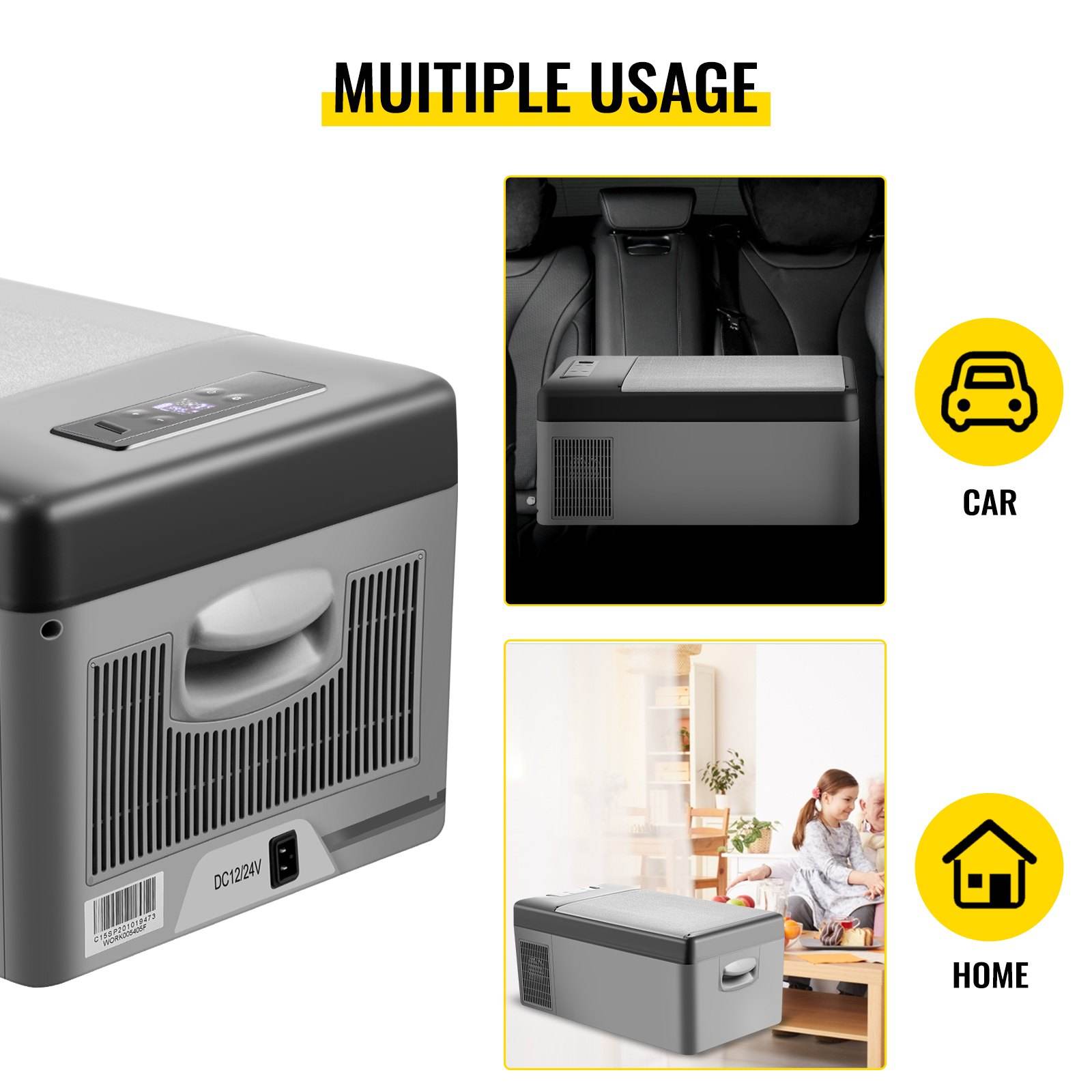 Car 15L Portable Refrigerator Freezer Dual Storage Zone Camping Freezer -4℉~50℉ 12 Volt Fridge Freezer
