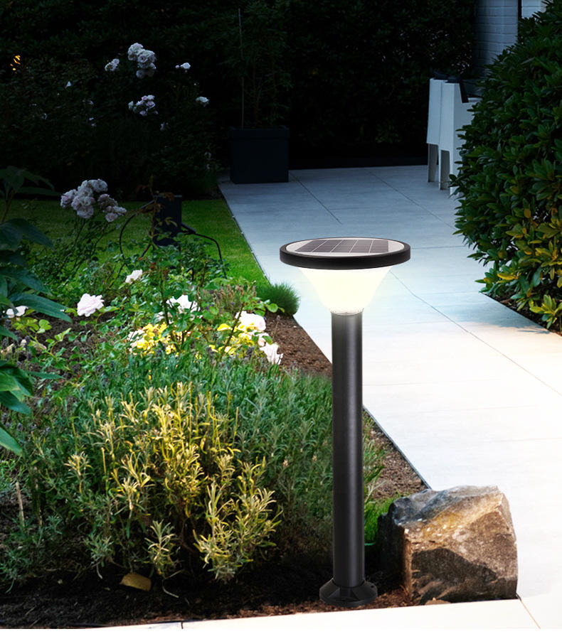 Modern Design Round 8W Landscape Bollard Light Outdoor Waterproof Led Solar Garden Lights for Garden Courtyard
