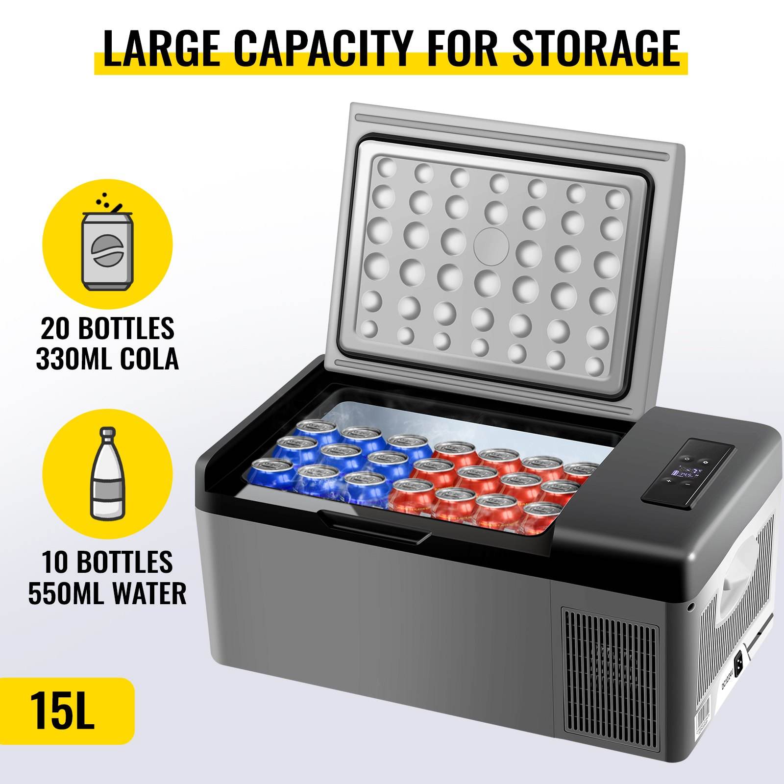 Car 15L Portable Refrigerator Freezer Dual Storage Zone Camping Freezer -4℉~50℉ 12 Volt Fridge Freezer
