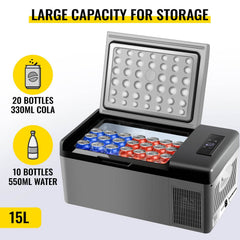 Car 15L Portable Refrigerator Freezer Dual Storage Zone Camping Freezer -4℉~50℉ 12 Volt Fridge Freezer