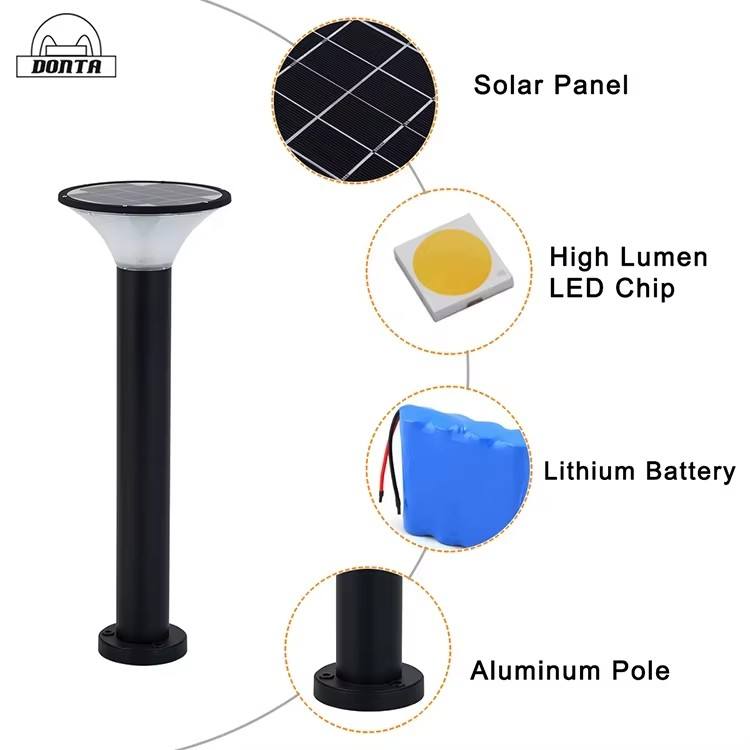 Modern Design Round 8W Landscape Bollard Light Outdoor Waterproof Led Solar Garden Lights for Garden Courtyard