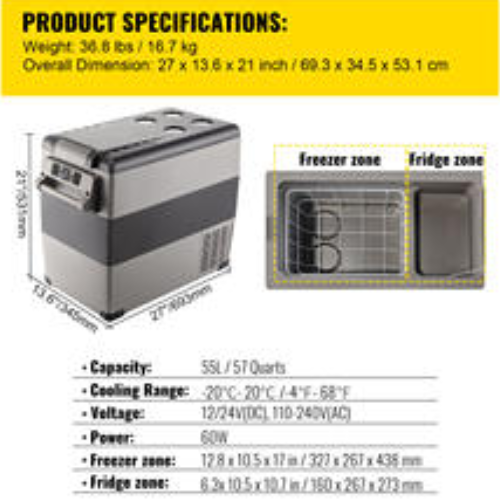 SucceBuy 20L 22L 35L 45L 55L Car Refrigerator Mini Fridge Freezer Portable Compressor Cooler DC 110-240V Ice Box for Camping