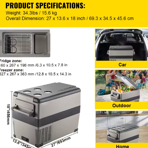SucceBuy 20L 22L 35L 45L 55L Car Refrigerator Mini Fridge Freezer Portable Compressor Cooler DC 110-240V Ice Box for Camping